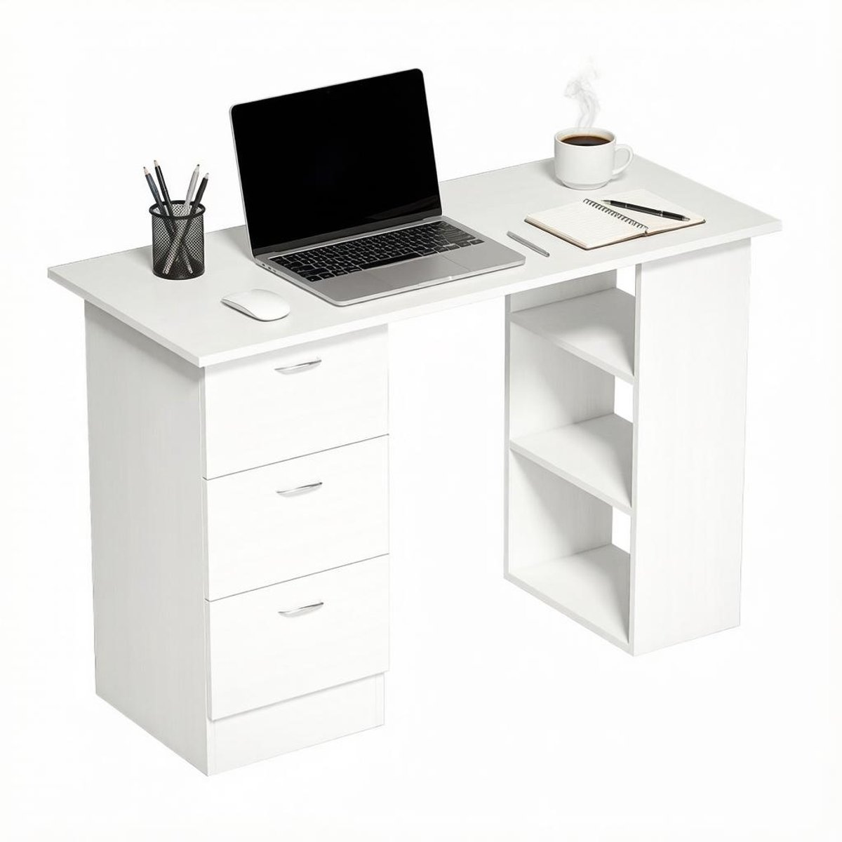Rolipo Bureau - Computerbureau - Computer tafel - Bureautafel - Desk - 120 x 49 x 72 cm - MDF - Wit