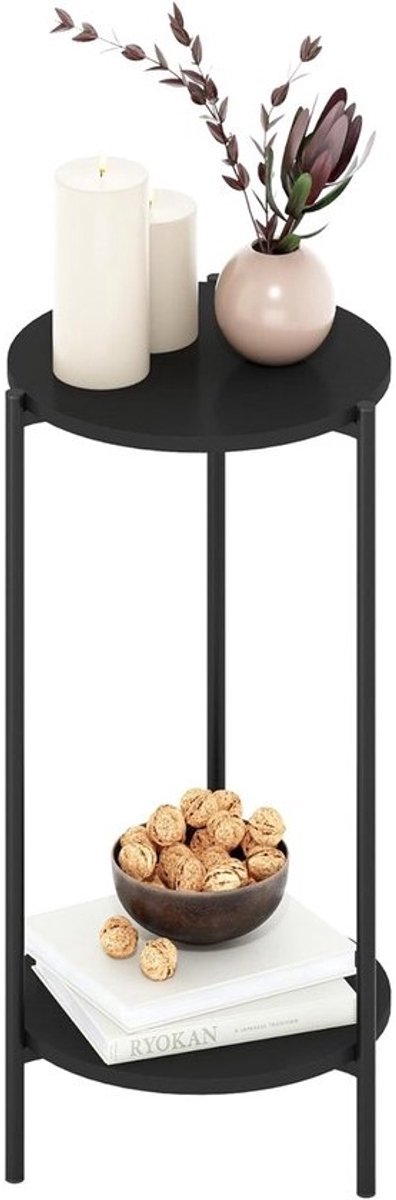Moderne Hoge Ronde Bijzettafel met Stevige Metalen Poten