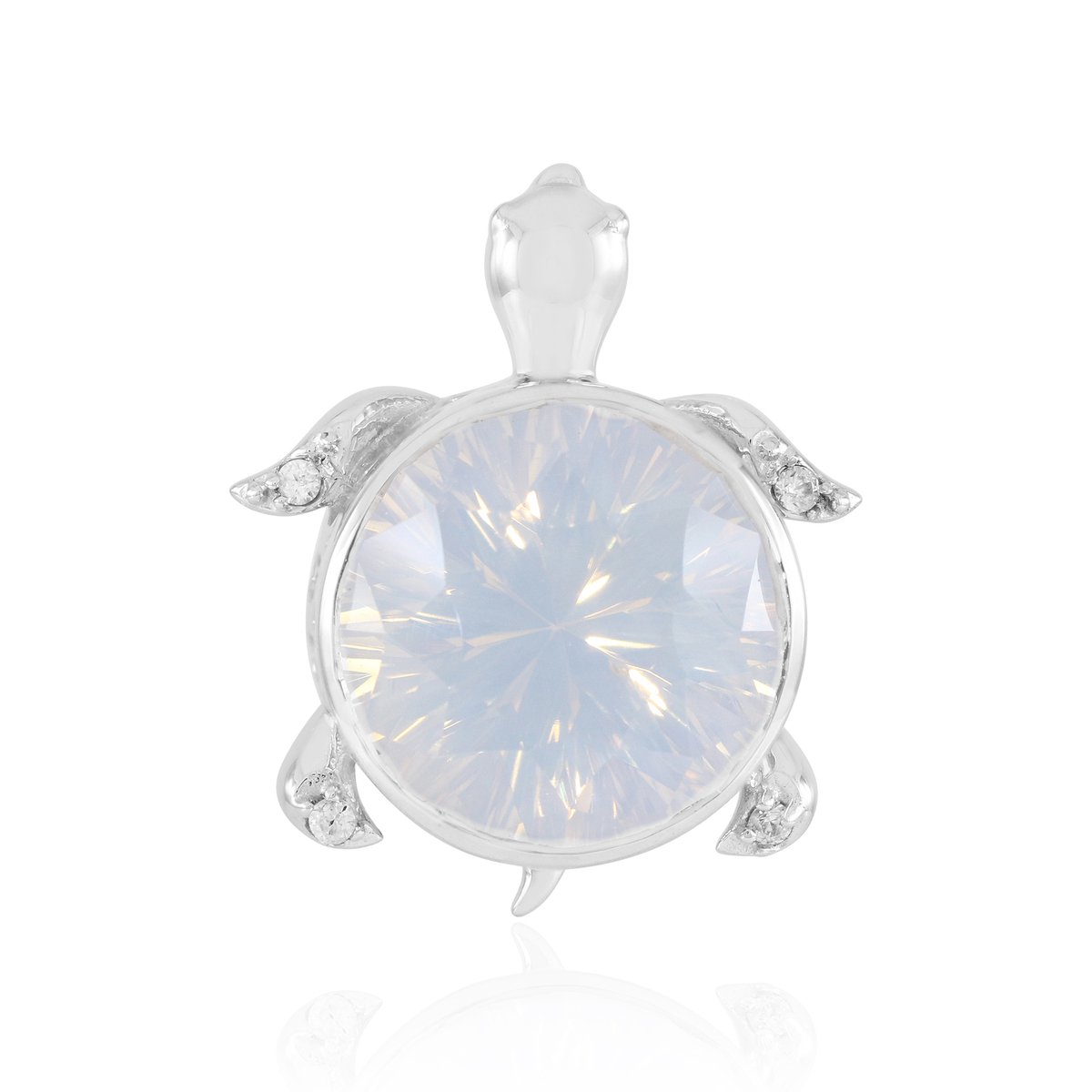 Cavill - Zilveren Hanger Maritiem Schildpad Design - 925 Sterling Zilver Gerhodineerd - 8,22 ct Maanblauwe Kwarts & 0,07 ct Zirkonia