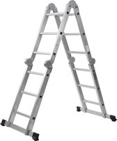 Kibani Vouwladder 4x3 Treden - 3,34 Meter - Aluminium - Multifunctioneel - Inklapbaar - Maximaal 150 kg