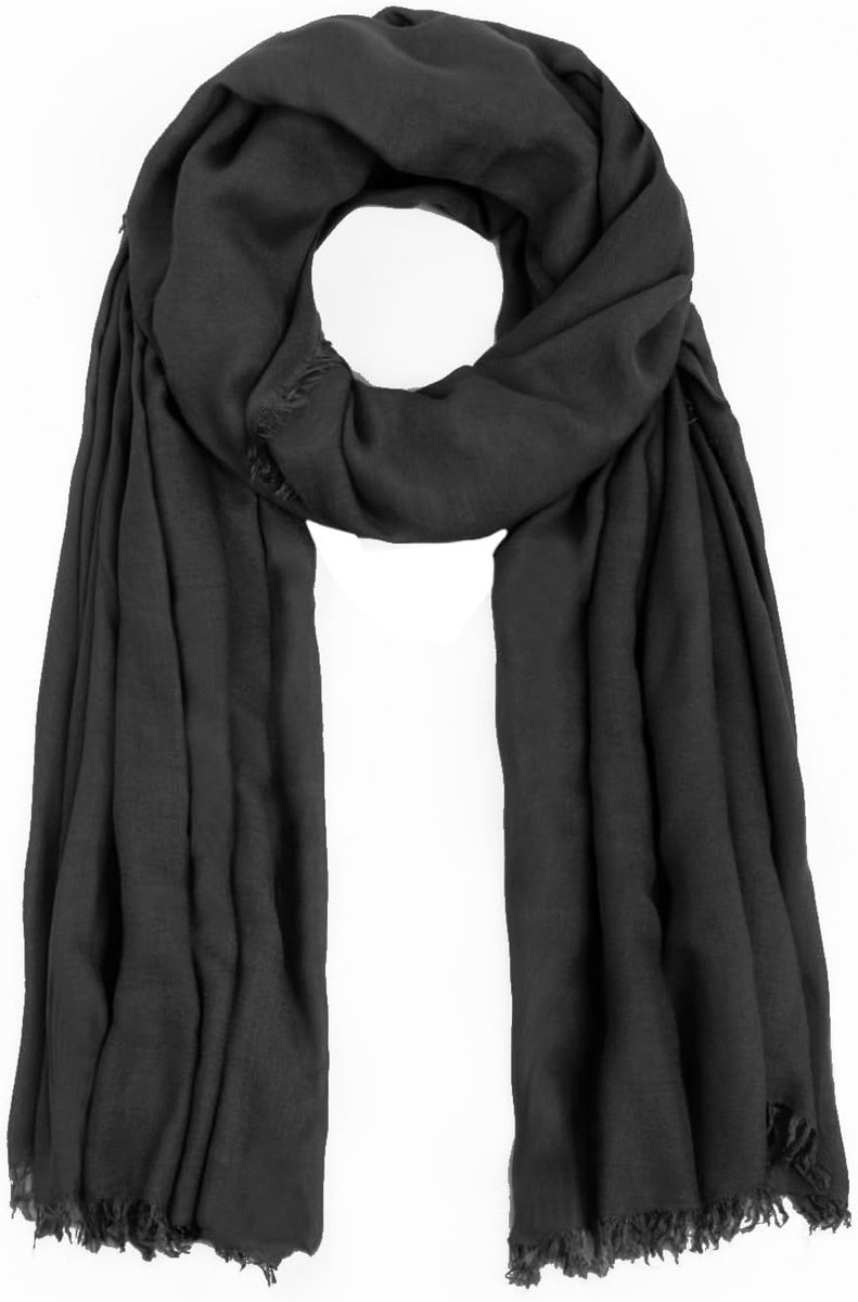 Damessjaal, 190 x 90 cm lange foulard, franjesrand, zomer en herfst, kust, veelzijdige zachte halsdoek, 100% bamboe