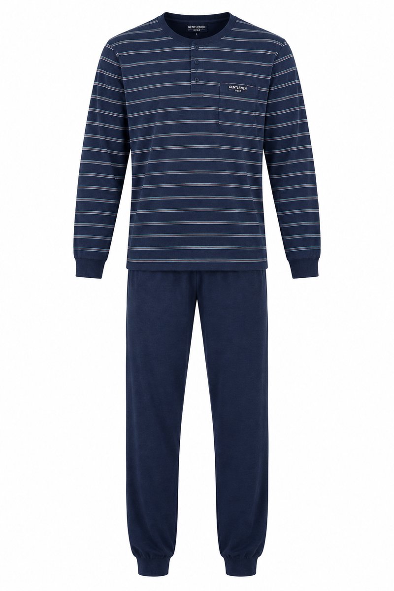 Gentlemen - heren pyjama 411141 - all season pyjamaset - donkerblauw - maat L