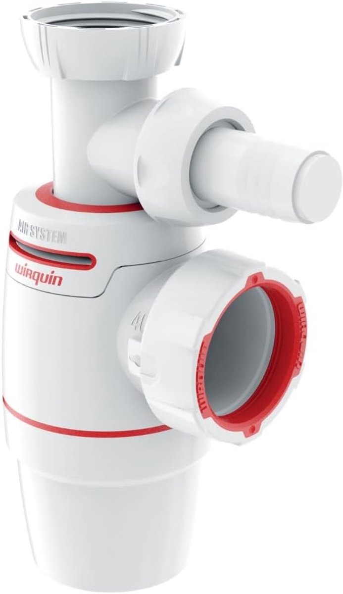 Dubbele sifon gootsteen - Wit - ø40 mm - Spoelbaksifon met wasmachine-stekker - Voor keukenafvoer