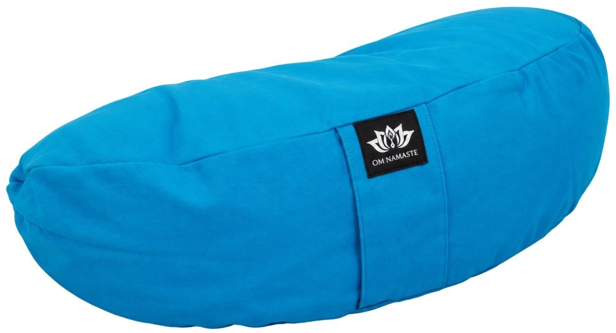 Bol.com Om Namaste Halve Maan Meditatiekussen Zitkussen Blauw - Pro Moon - Turquoise aanbieding