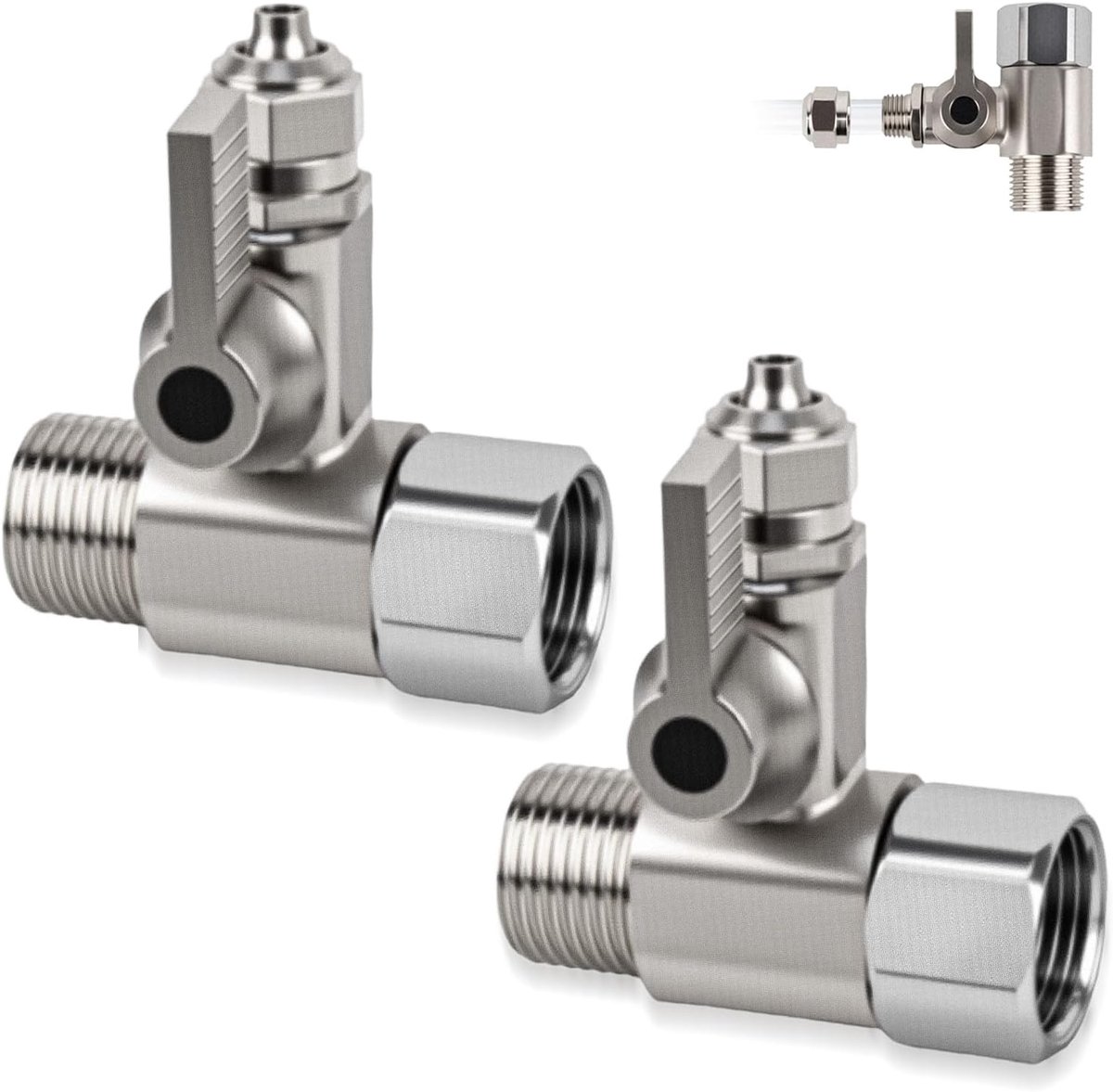 2 stuks wateraansluitadapter T-stuk 3/8 x 3/8 x 1/4 - slangwateraansluiting verdeler voor tuinslang, kraan, afsluitventiel en meer. Ideaal voor het aansluiten van 2 apparaten.