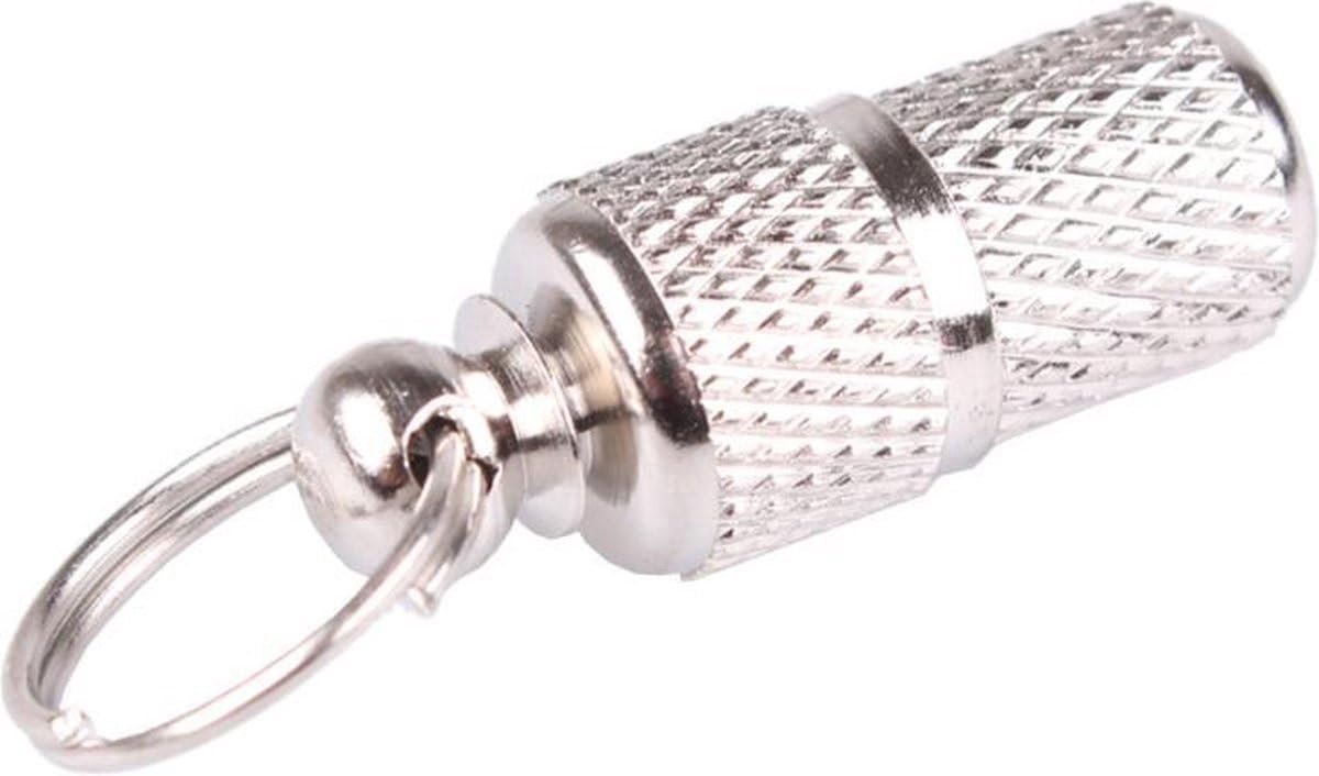 Sleutelhanger - - Adreskokertje - Huisdierkoker - Koker voor aan halsbandMedicijn-Koker - - Pillen-Koker - Sleutelhanger Blauw - Aluminium