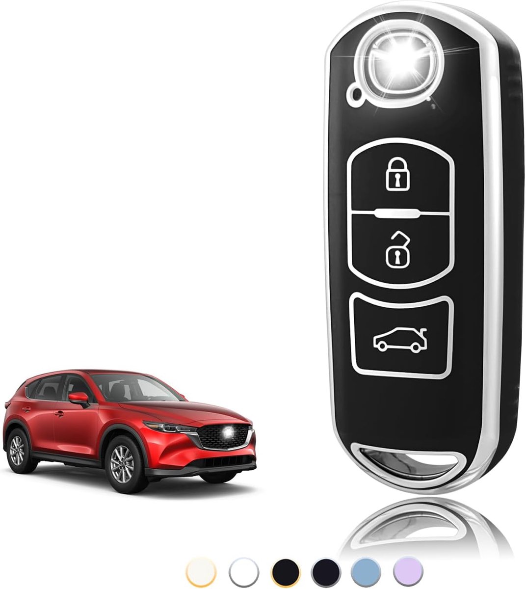 Sleutelhoes TPU, Autosleutelhoes Geschikt voor Mazda 2/3/6 M2 M3 M6 CX3 CX4 CX5 CX6 CX7 CX8 CX9 CX30 CX60 MX5 MX30 Atenza Axela, Sleutel Cover Bescherming Sleutelbehuizing - Smart Key