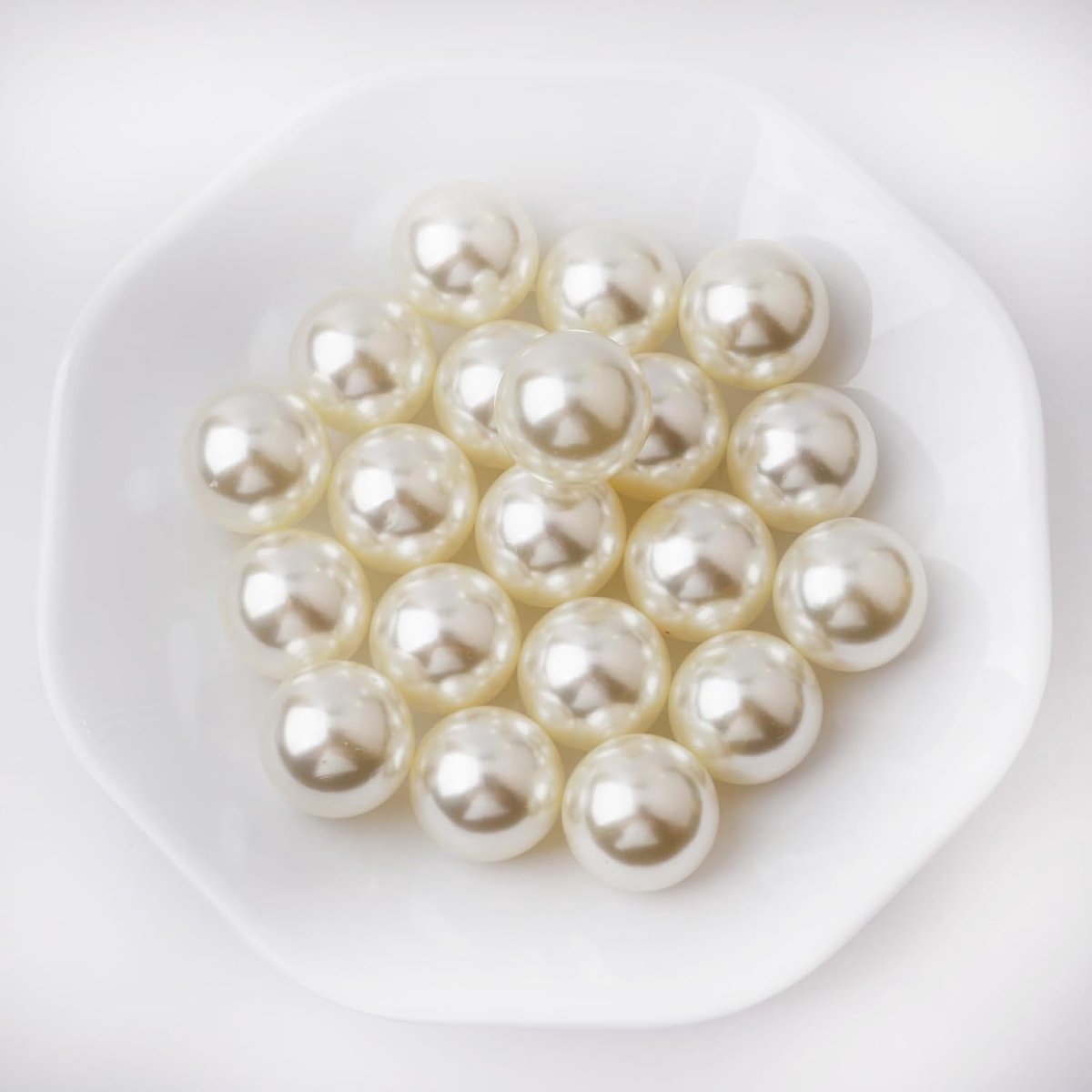 Glanzende Parelmoer Kralen 20 Stuks 25mm Plastic Parels zonder Gaatjes Kunstparels voor Vaasvulling, DIY Knutselen, Tafeldecoratie, Trouwdecoratie en Woondecoratie (Ivoor 25mm)