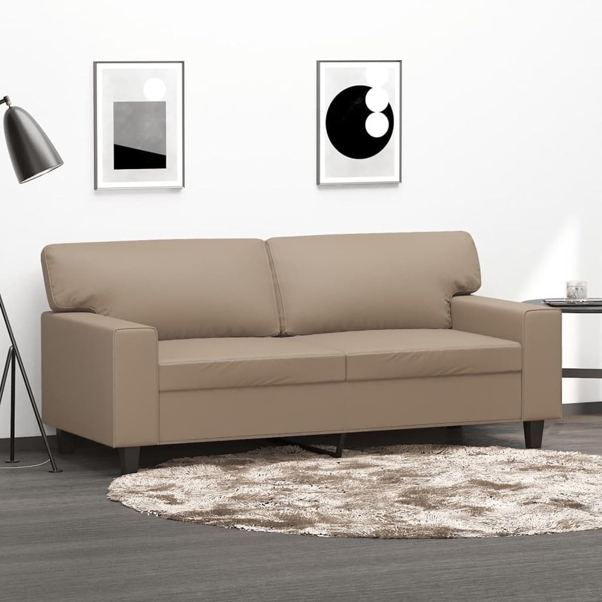 2-zitsbank, cappuccino-bruin, 140 cm, kunstleer, gestoffeerde bank, zitgroep, bank voor woonkamer, appartement, kantoor, logeerkamer, entree, 359421
