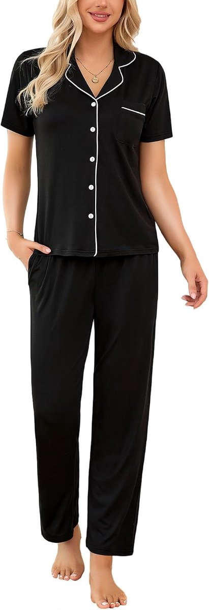Pyjama voor dames, nachtkleding - zachte pyjama's, loungewear, nachtkleding met zakken