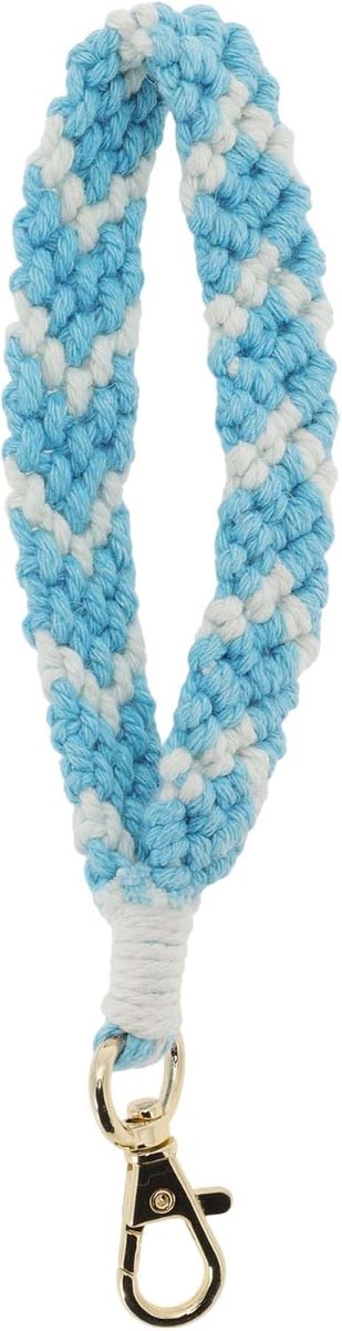 Gevlochten sleutelhanger, Boheemse sleutelhanger, polssleutelhanger, exclusieve macramé-sleutelhanger voor vrouwen, blauw, Blauw