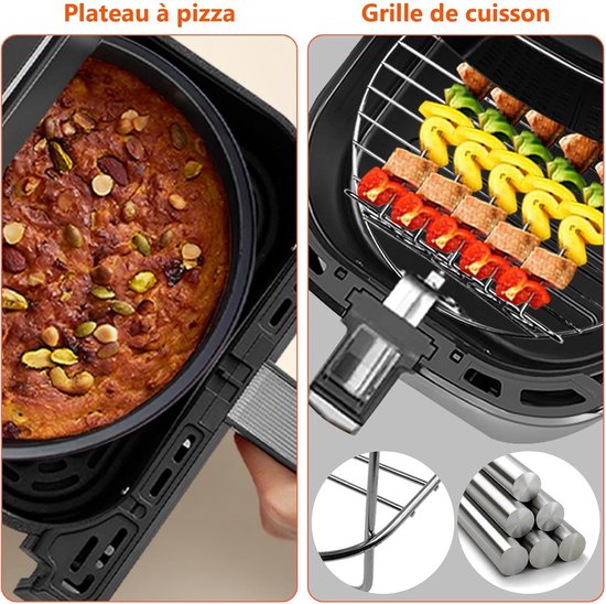 Accessoires luchtfriteuse - voor Moulinex 6,5 l, Princess 6,5 l, Cosori 5,5 l, Philips Airfryer serie 2000 6,2 l (NA230/00), pizzalade, grill, siliconen vorm, bakpapier, BPA-vrij — afbeelding 3