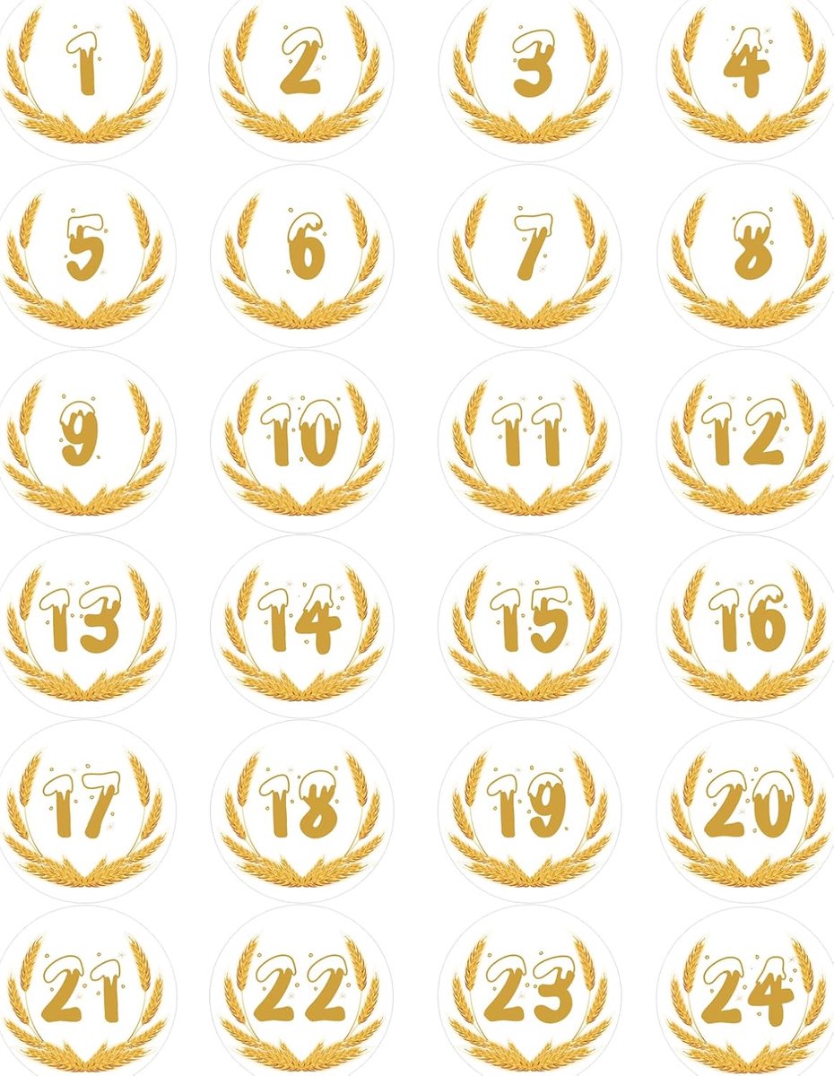 Stickers Cijfers, Adventskalender Stickers 1-24, Stickers Adventskalender Cijfers, Adventskalender Cijfers Stickers voor het maken en vullen van een Adventskalender DIELIANHUA