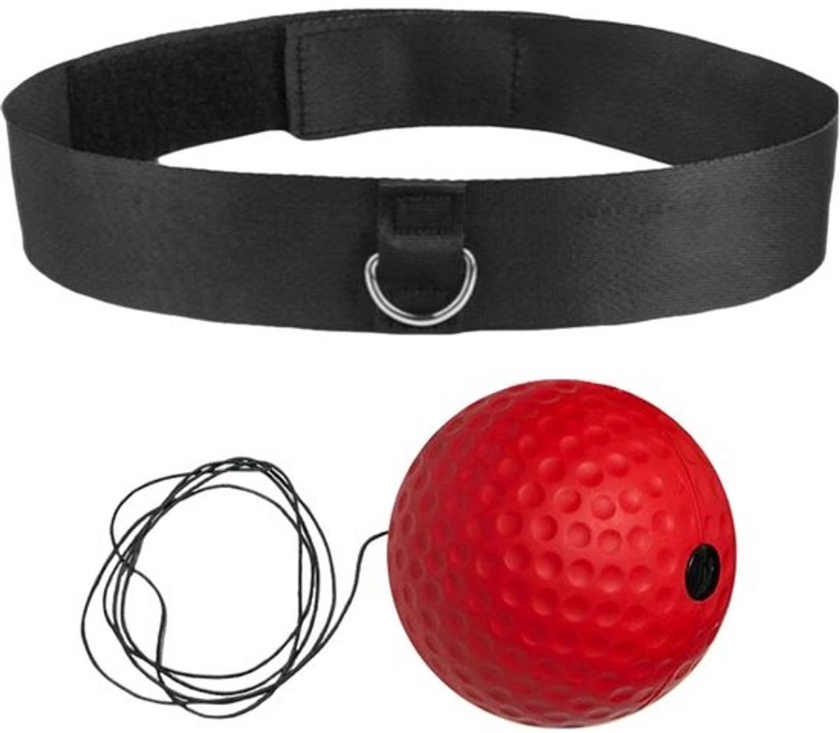 Bokstraining Bal - Reflex Bal - Coördinatie Verbeteren - Verstelbare Band - Lichtgewicht - Rood