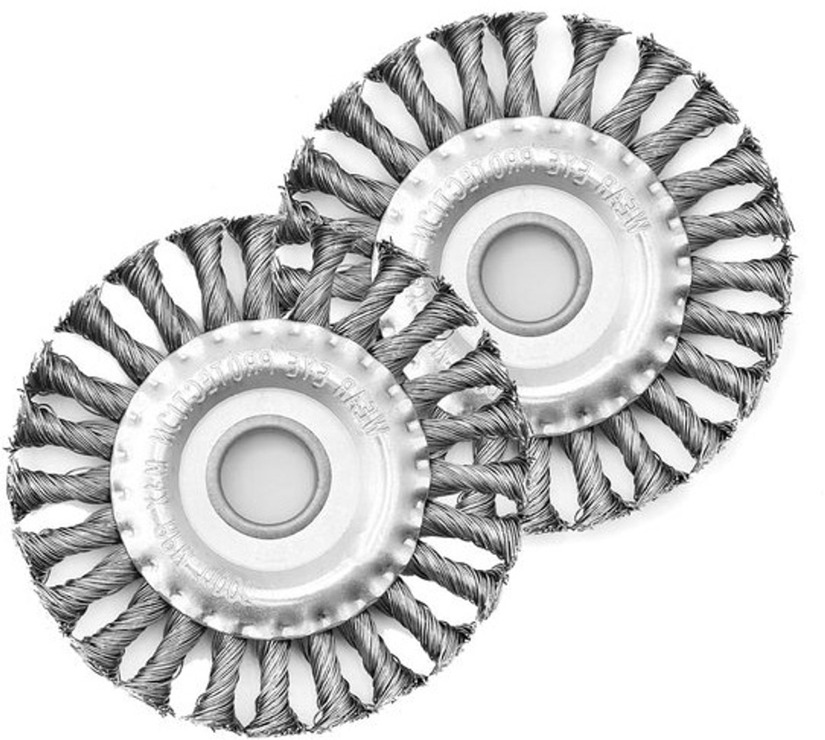 Set van 2 ronde borstels, gevlochten draadborstels voor hoekslijpmachines, duurzame staalborstels met lange levensduur (125 x 20 mm)