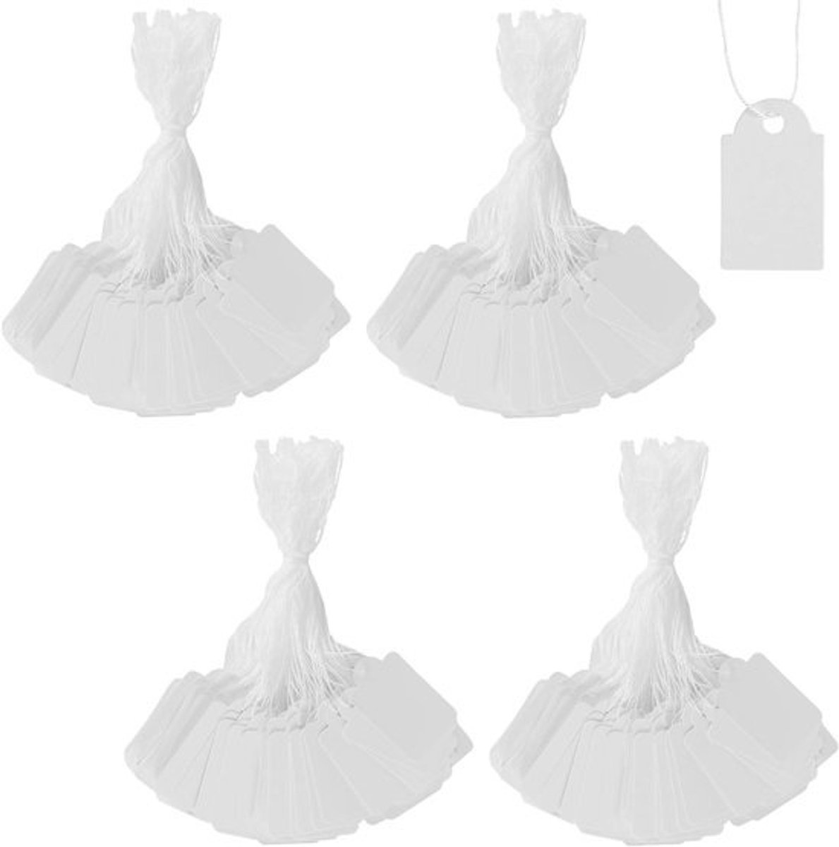 2000 Stuks Witte Prijskaartjes met String, 15x25mm Kleine Lege Gift Labels voor Kleding, Producten en Cadeaus