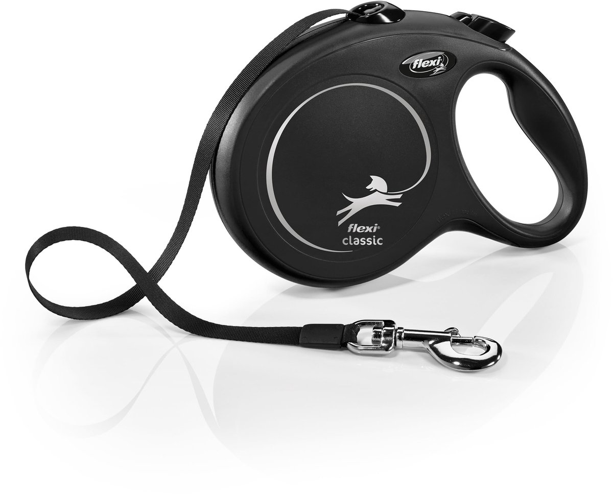 Hondenriem Rollijn – 7,92 m Lange Band – Voor Grote Honden tot 50 kg – Ergonomische Handgreep – Zwart