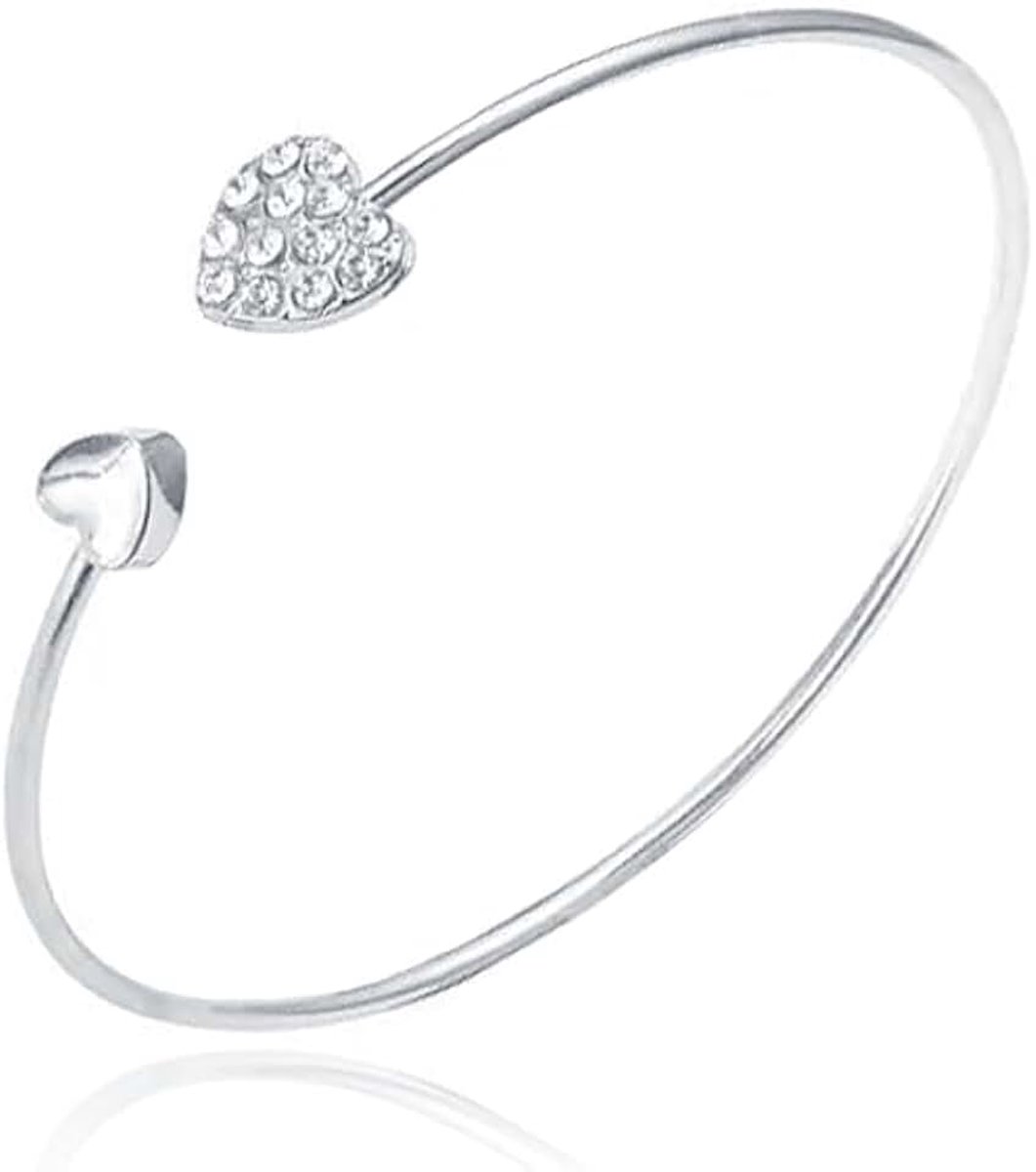 Armband met Harten - Zilveren Coating