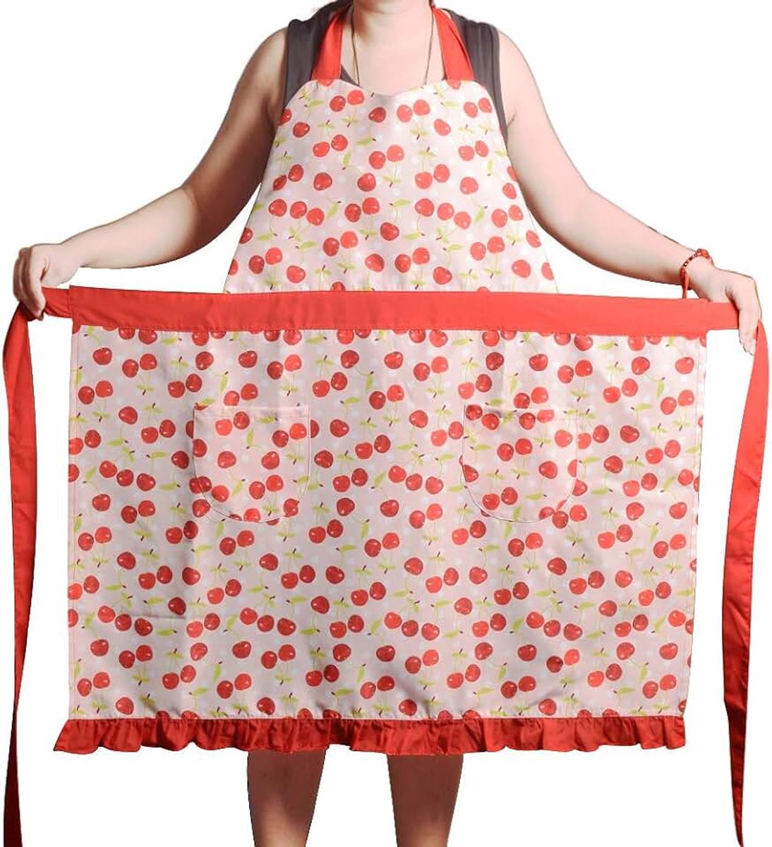 Potato Schorten voor vrouwen en meisjes, grote maten, verstelbare keukenschort met 2 zakken en extra lange banden, 86 x 91 cm