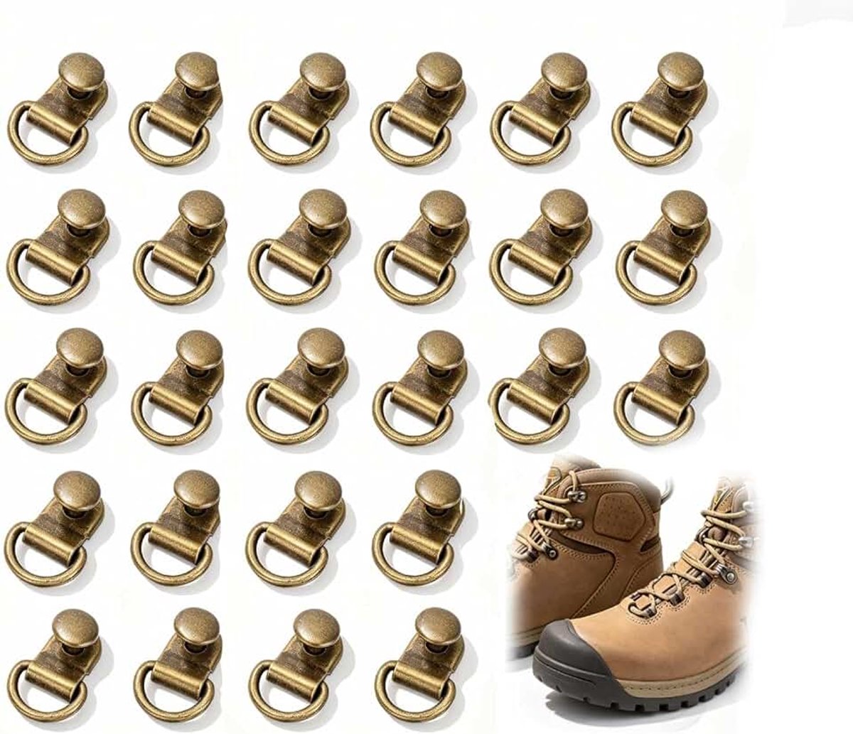 100 Sets Schoenveterhaken, D-ring Laarskanthaken 9x14 Mm Messing Schoenen Kant Veiligheidsgesp Schoenen Oogjes Haaklus Met Klinknagels Voor Wandelschoenen Reparatie Leren Laarsschoenen