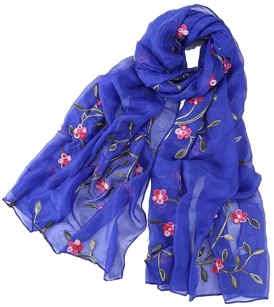 Sjaal Dames Kleurrijke Bloemenprint Grote Sjaal Ultralicht Ademend Elegant