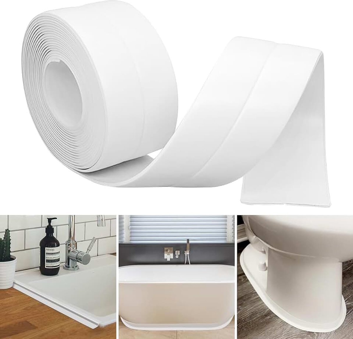 Zacht, zelfklevend, 35 mm x 3,0 m, pvc-lijm, voor keuken en badkamer (wit)