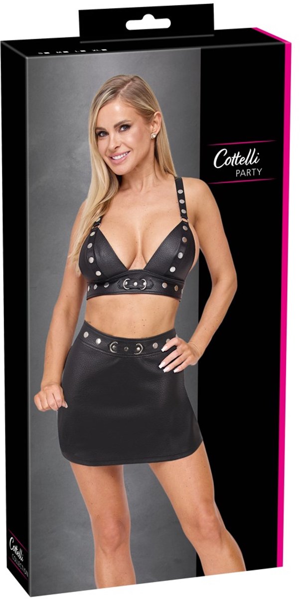 Imitation Leather Top & SkirtM