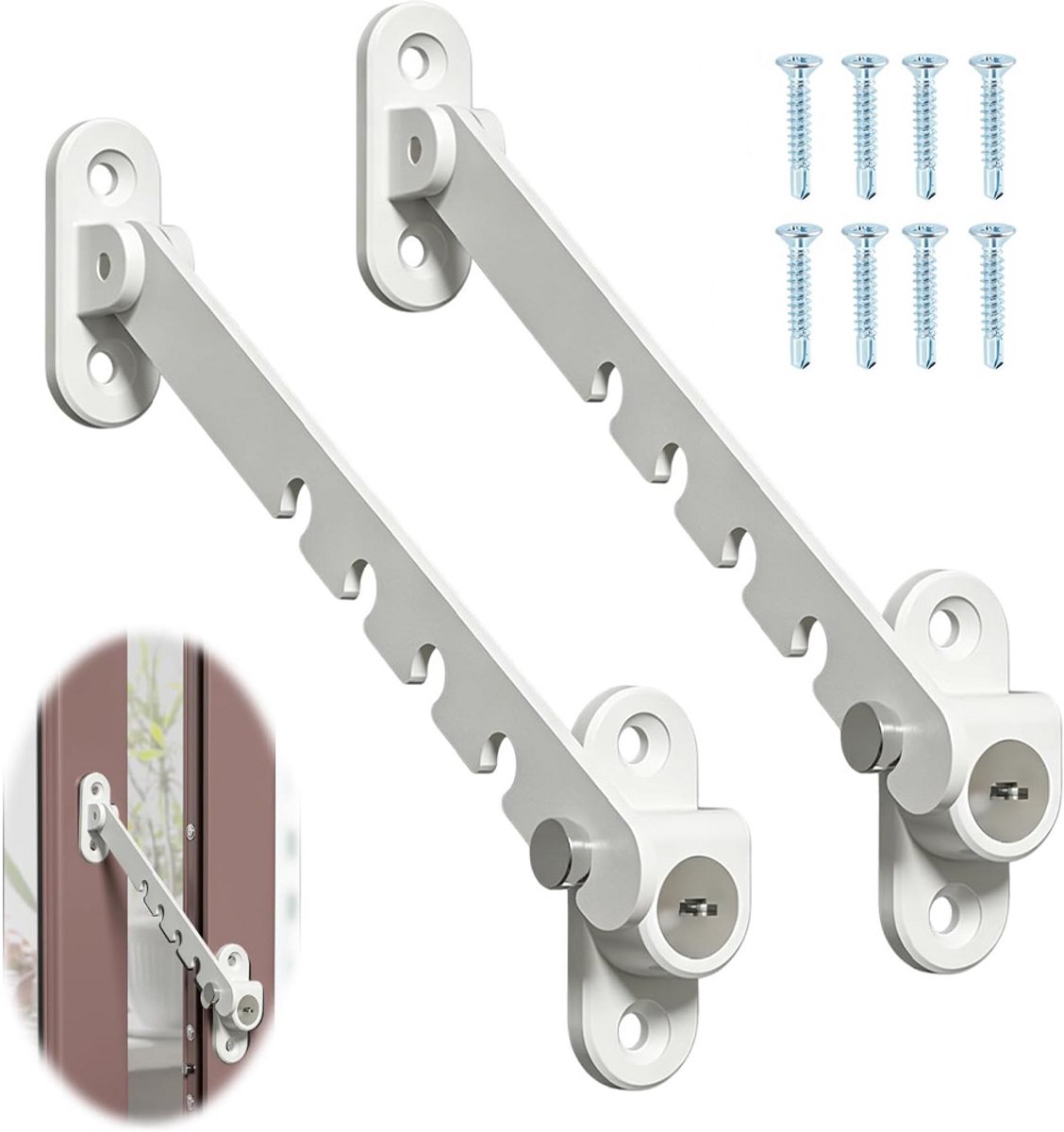 OUYLAF Raamuitzetter - 2 Stuks - Windhaak - Kierstandhouder -Raamvastzetter - windhaak deur - Wit