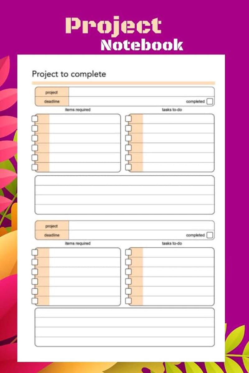 Notebook: Organise, Track & Complete Your Tasks Efficiently – 100-Page Project Planner for Work, School & Personal Goals (6" x 9")
