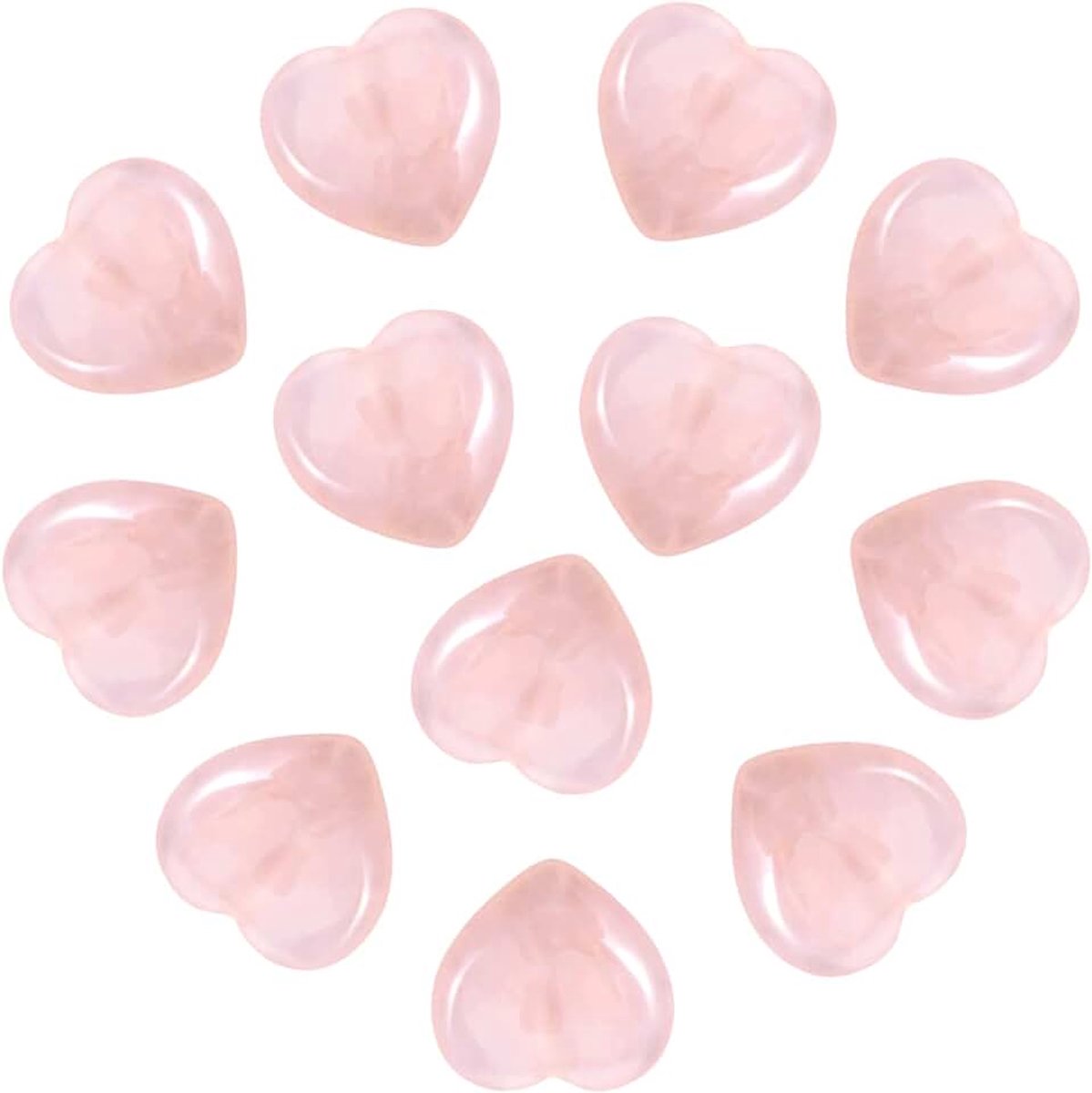 Hartjes, lichtroze kristal, edelstenen met opbergzak, kleine cadeaus voor vrouwen, Valentijnsdag, verjaardagen, Kerstmis, Moederdag