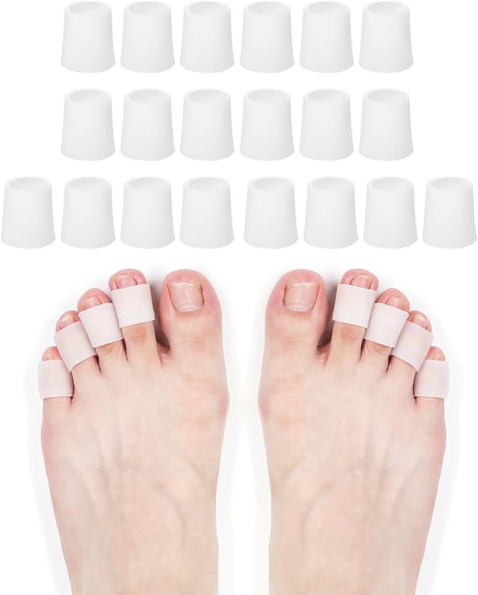 20 stuks siliconen teenmouwen beschermers teenbescherming gel maïspads teenbuiskussens zachte teenhoezen voor vrouwen mannen pijnverlichting eelt blaren eeltknobbels hamerteen verlichten pijn
