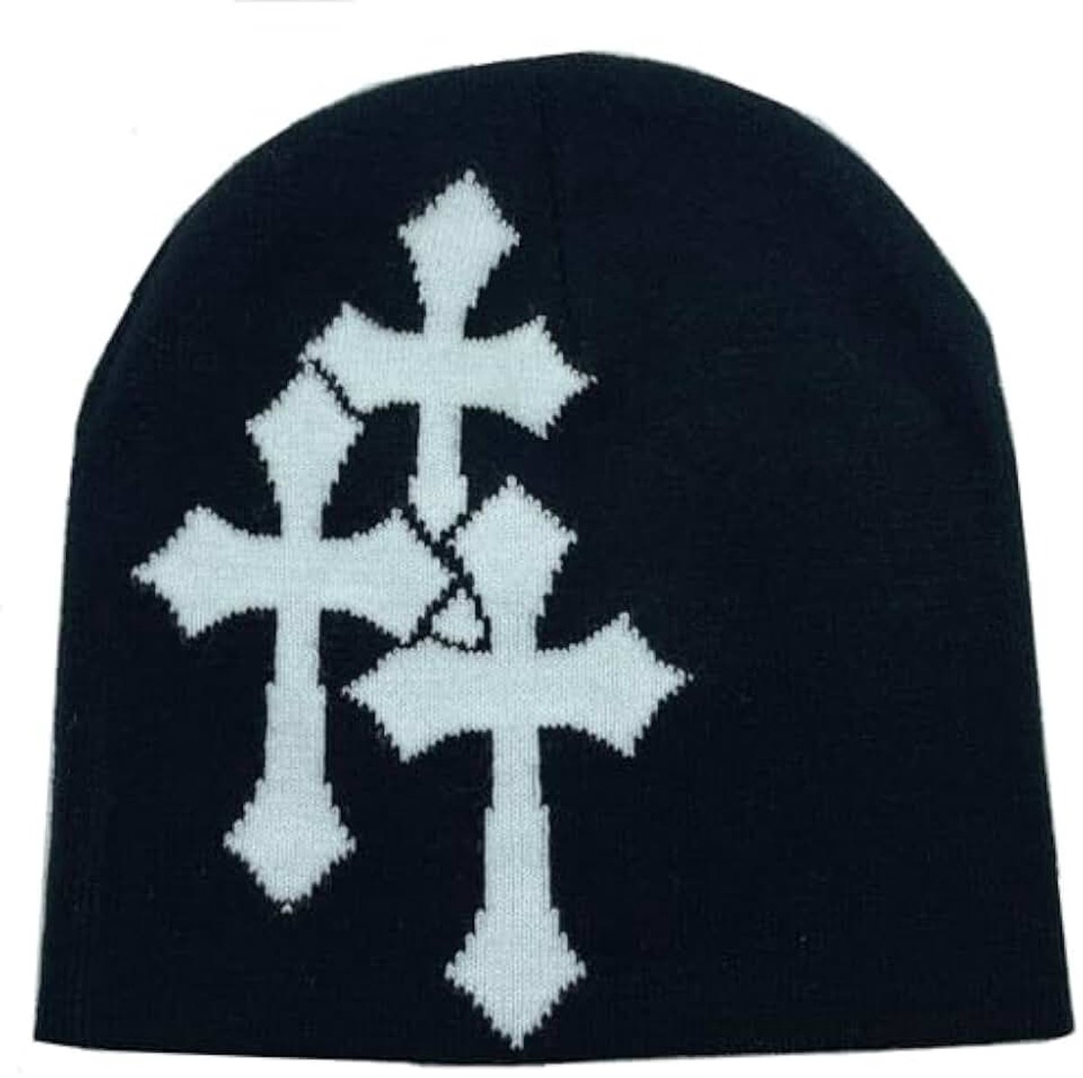 Y2K Beanie - Kruispatroon, Emo Kleding, Gebreide Pet, Zomer Accessoire - Groen, Zwart, L