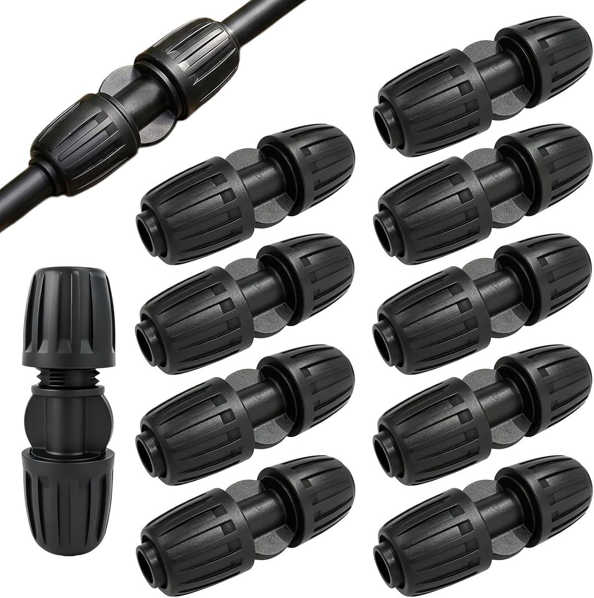 10 stuks tuinslangverbindingen, slangaansluiting 16 mm voor druppelslang 16 mm, rechte wateraansluitingen van PE, ideaal voor tuinieren, kassen en landbouw