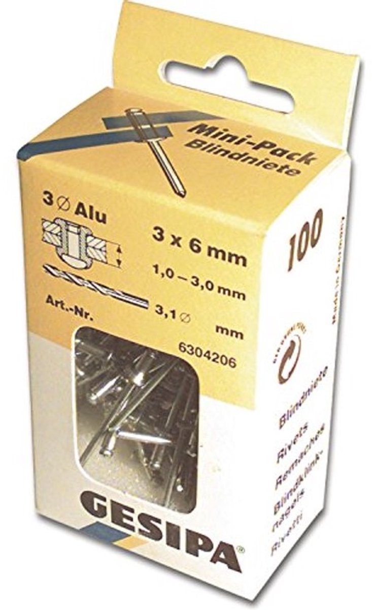 Handniettang mini-pack voor aluminium en staal - 100 stuks