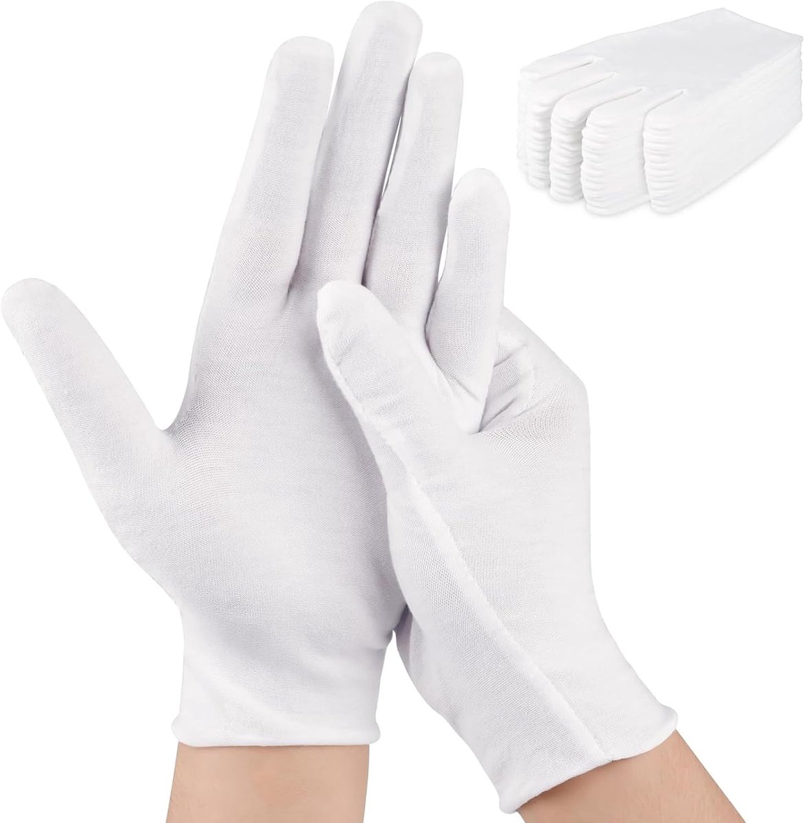 12 paar witte katoenen handschoenen, hydraterende dermatologische handschoenen voor droge handen en eczeem, herbruikbare zachte stoffen handschoenen voor inspectie en huidverzorging, eenheidsmaat