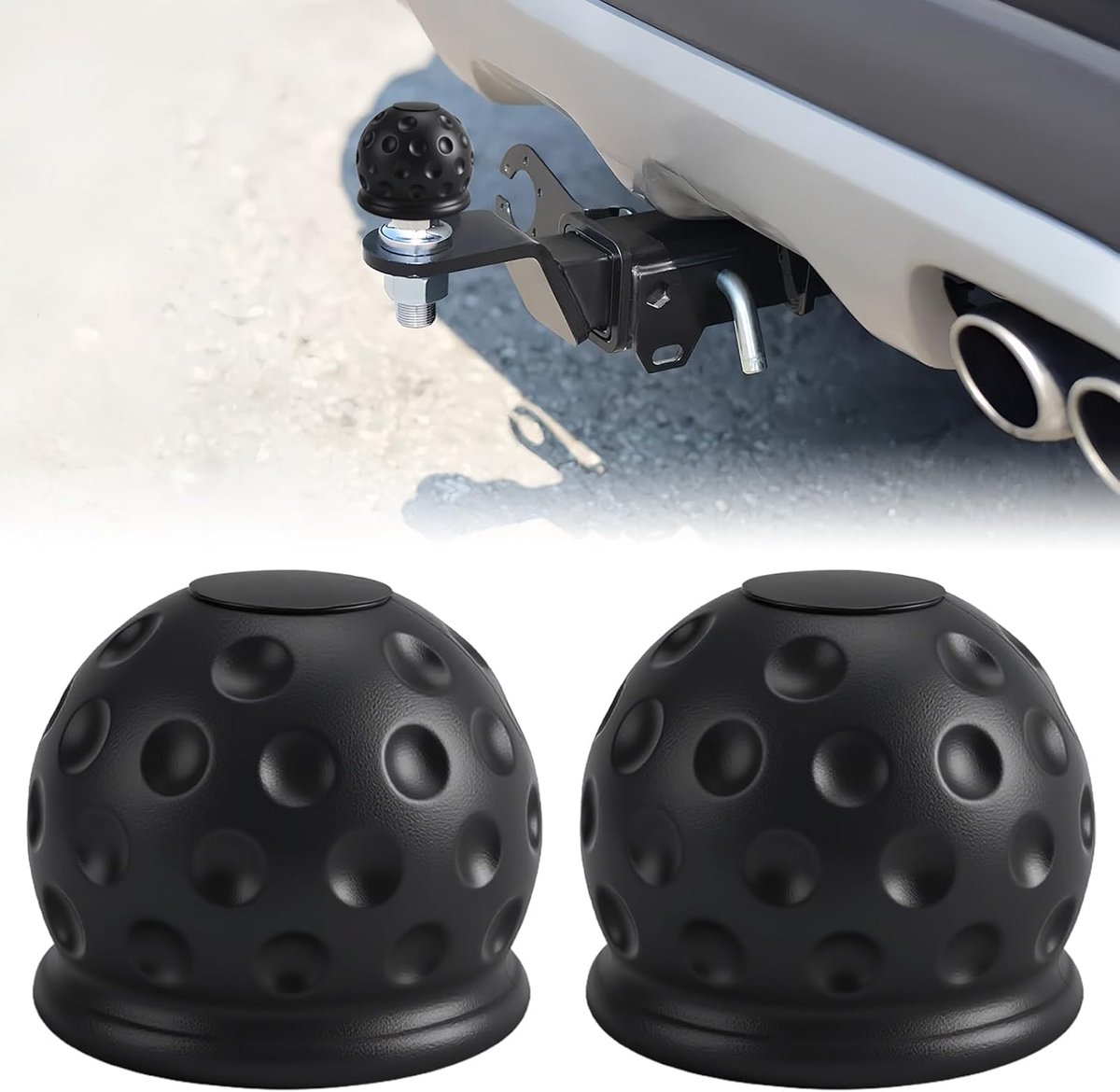 2 stuks afdekkingen voor trekhaak, van rubber, 50 mm, kogelafdekking, afdekking voor trekhaak, voor aanhangers, auto's, vrachtwagens, campers