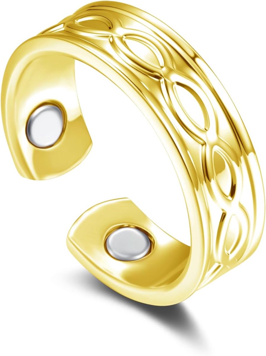 Ring, hart/kruis/oneindigheid/vlechtpatroon, anti-stress ring met magneetkracht, open verstelbare magneetringen voor dames, modieuze vitale ring voor afvallen, stressvermindering, fidget