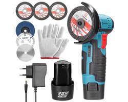 Mini accu haakse slijper 12 V - Ø 75 mm - 19.500 tpm - 2 accu's