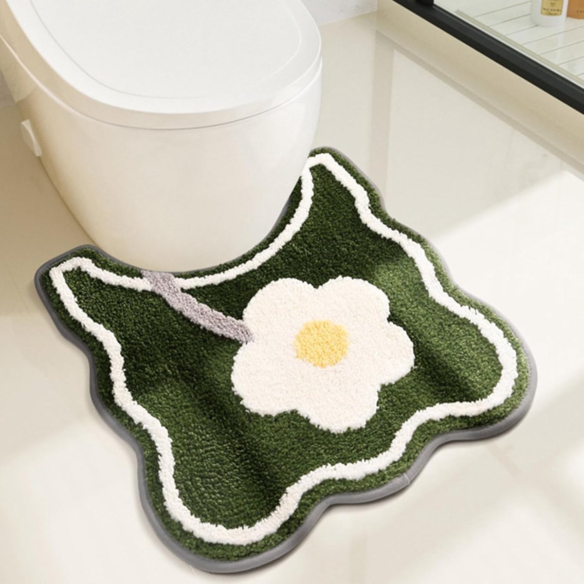 Absorberende mat voor de badkameringang - toiletbrilmat - antislipmat - 50 cm × 60 cm - vloermat - badkamermat - toiletbrilmat met opengewerkt design