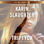 Boekcover Triptych van Karin Slaughter met een gespleten afbeelding van een vrouw
