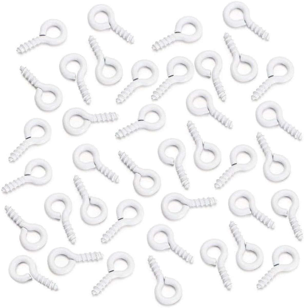 Set van 100 schroefringen voor sieraden, 5 x 10 mm, van verchroomd metaal, voor doe-het-zelf en creatieve vrije tijd (wit)