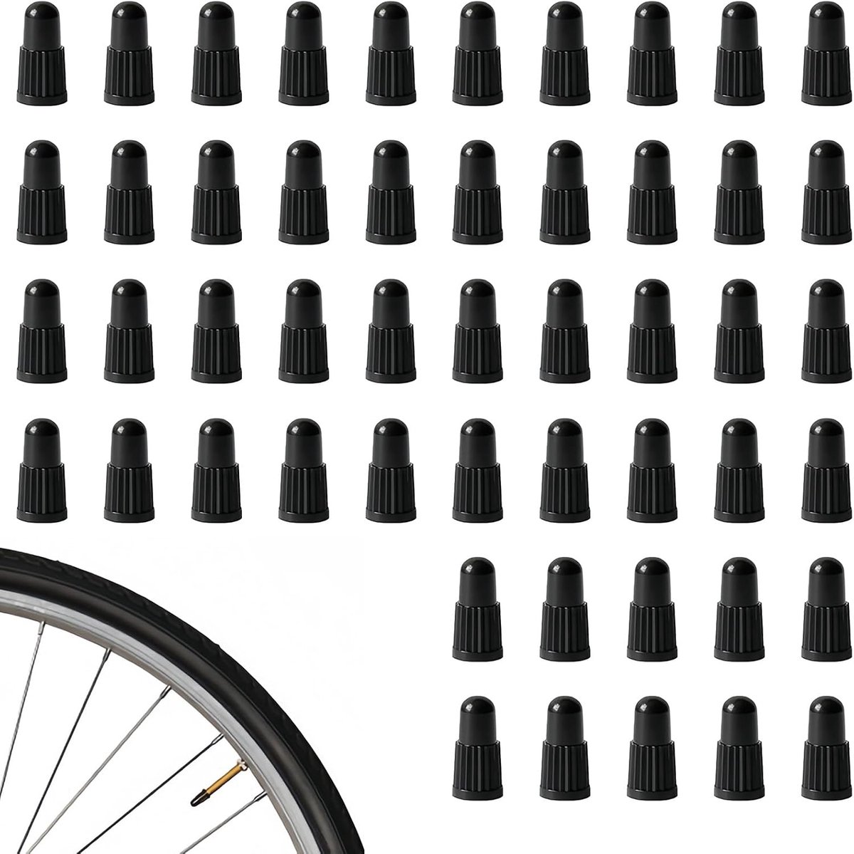 Ventieldoppen fiets zwart 50 stuks – 16mm kunststof ventielkapjes voor racefiets mountainbike kinderfiets – stof- en waterdichte bescherming, eenvoudig te installeren