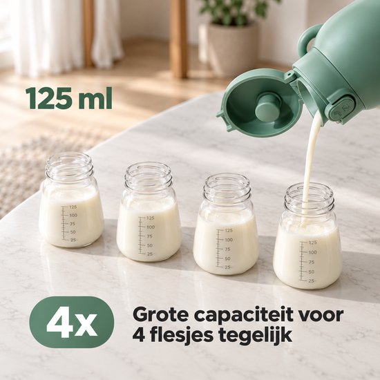 Nexeli NX-MW-03 Draagbare Flessenwarmer – 500ml – 100W – 10.400 mAh – 45W Snelladen – Draadloos – Melkverwarmer voor Baby – Gradient Green — afbeelding 4