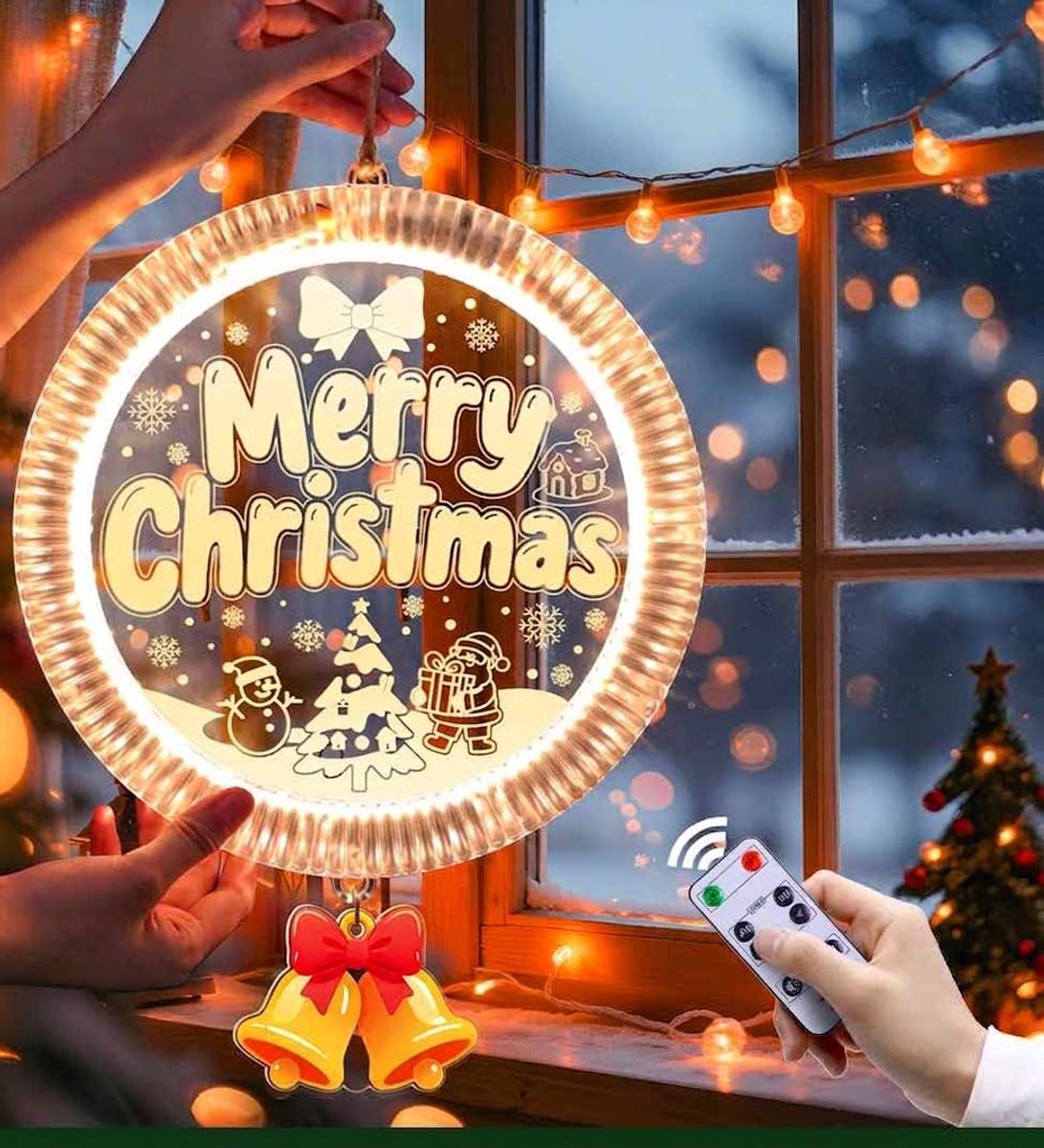 Meedeer LED kerstverlichting-27.6CM-Rollend licht-4 automatische lichtsoorten-hangende raamlamp met haak-kerstverlichting-voor kamer-tuin-balkon-Kerstmis-binnendecoratie (kerstboom/Kerstman)