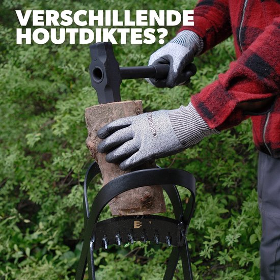 Boloning® Houtklover Package Deal - Inclusief Handschoenen, Hamer, Montageschroeven - Gietijzer - Houtsplijter - Houtklover voor aanmaakhout - Houtkliever - Hout klover - Houtklover muur - Kloofmachine - Kloofwig - Splijtwig - Houtklover manueel van Boloning® — afbeelding 3