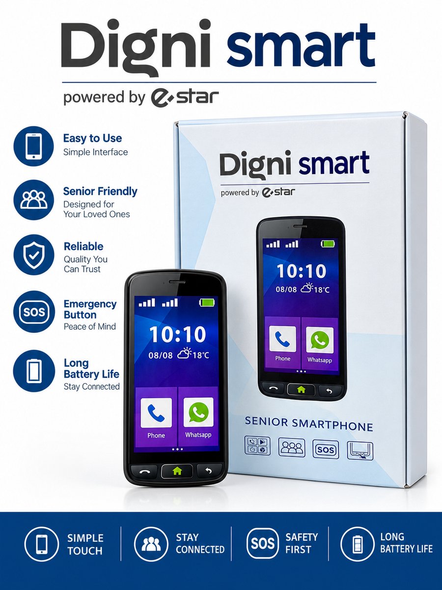 eSTAR Digni Smart 12,7 cm (5") Dual SIM Android 12 Go edition 4G USB Type-C 16 GB 2500 mAh Blauw