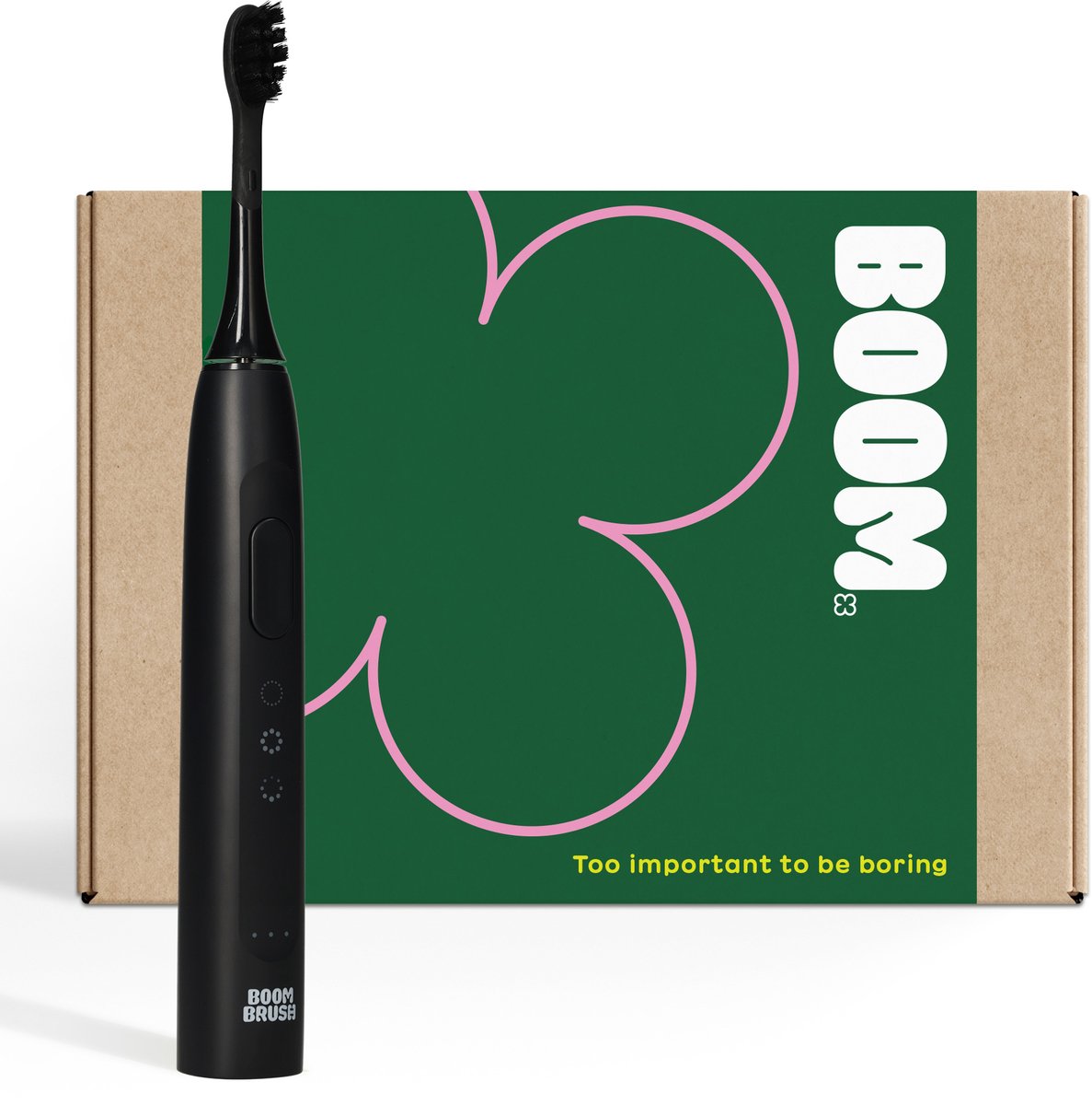 BOOM Elektrische Tandenborstel - 360 dagen Batterij - The Wave - Zwart - Sonische Tandenborstel - Duurzaam