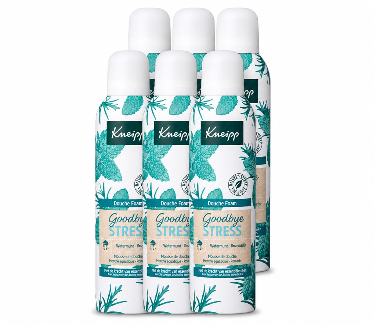 6 x Kneipp - Douche schuim - Goodbye Stress - Watermunt & Rozemarijn - 200 ml - Voordeelverpakking - 6 stuks