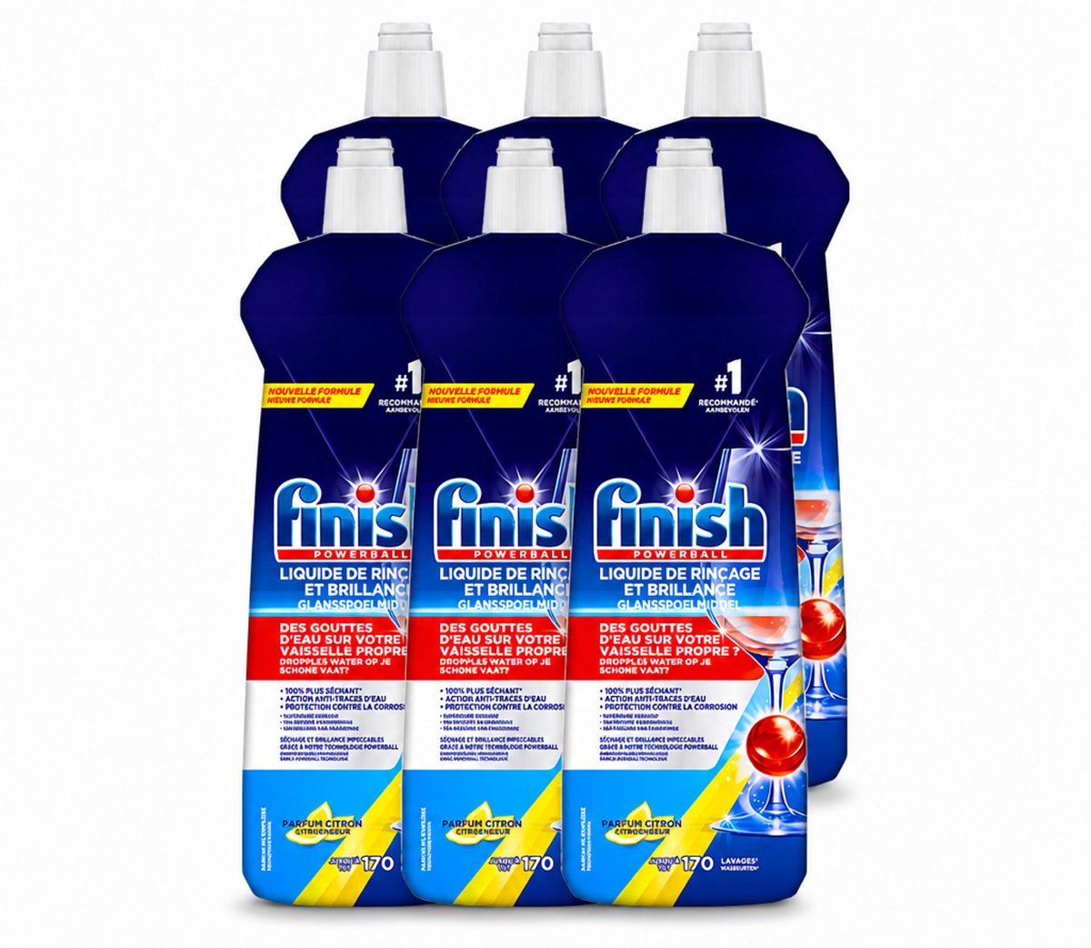 6 x Finish - Vaatwasmiddel - Glansspoelmiddel Citroen - Glans & Droogresultaat - 170 afwasbeurten - Voordeelverpakking - 6 stuks
