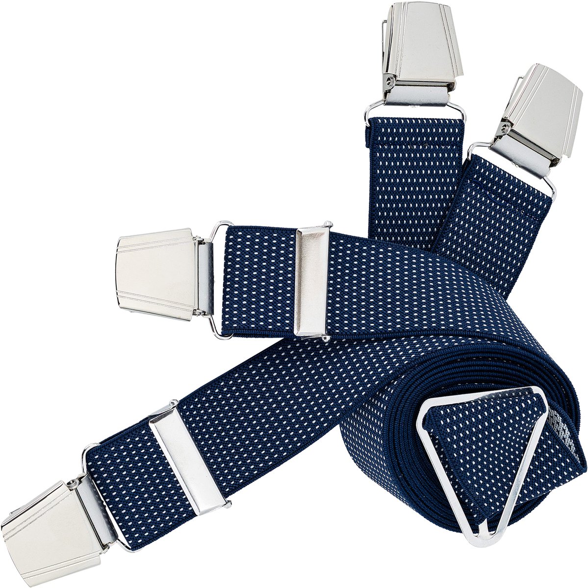 LINDENMANN heren bretels met extra sterke clips X-vorm - marine gestipt